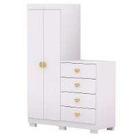 Cômoda Guarda-roupa Com 4 Gavetas E 5 Prateleiras Cristine Branco/camarim - 1
