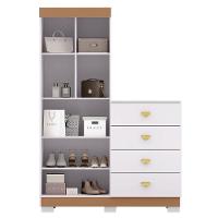 Cômoda Guarda-roupa Com 4 Gavetas E 5 Prateleiras Cristine Branco/camarim