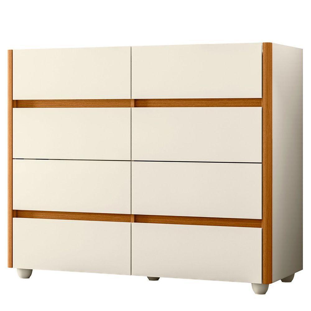 Cômoda Aparador 8 Gavetas Com Tampo Estilo Bandeja Eternity Off White/cinamomo - 1