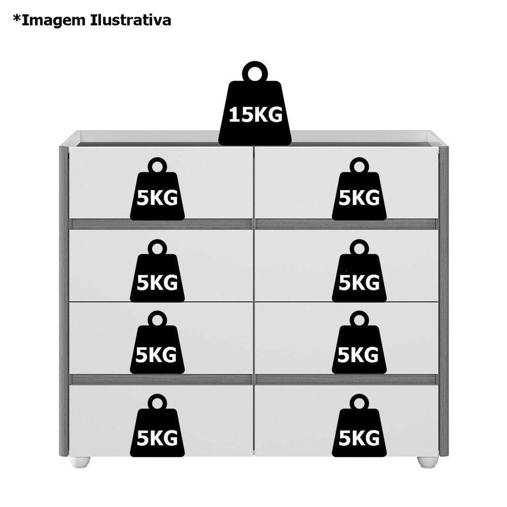 Cômoda Aparador 8 Gavetas Com Tampo Estilo Bandeja Eternity Off White/cinamomo - 8