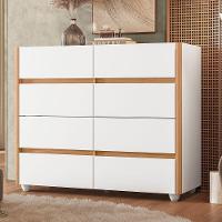 Cômoda Aparador 8 Gavetas Com Tampo Estilo Bandeja Eternity Branco/freijó - 1