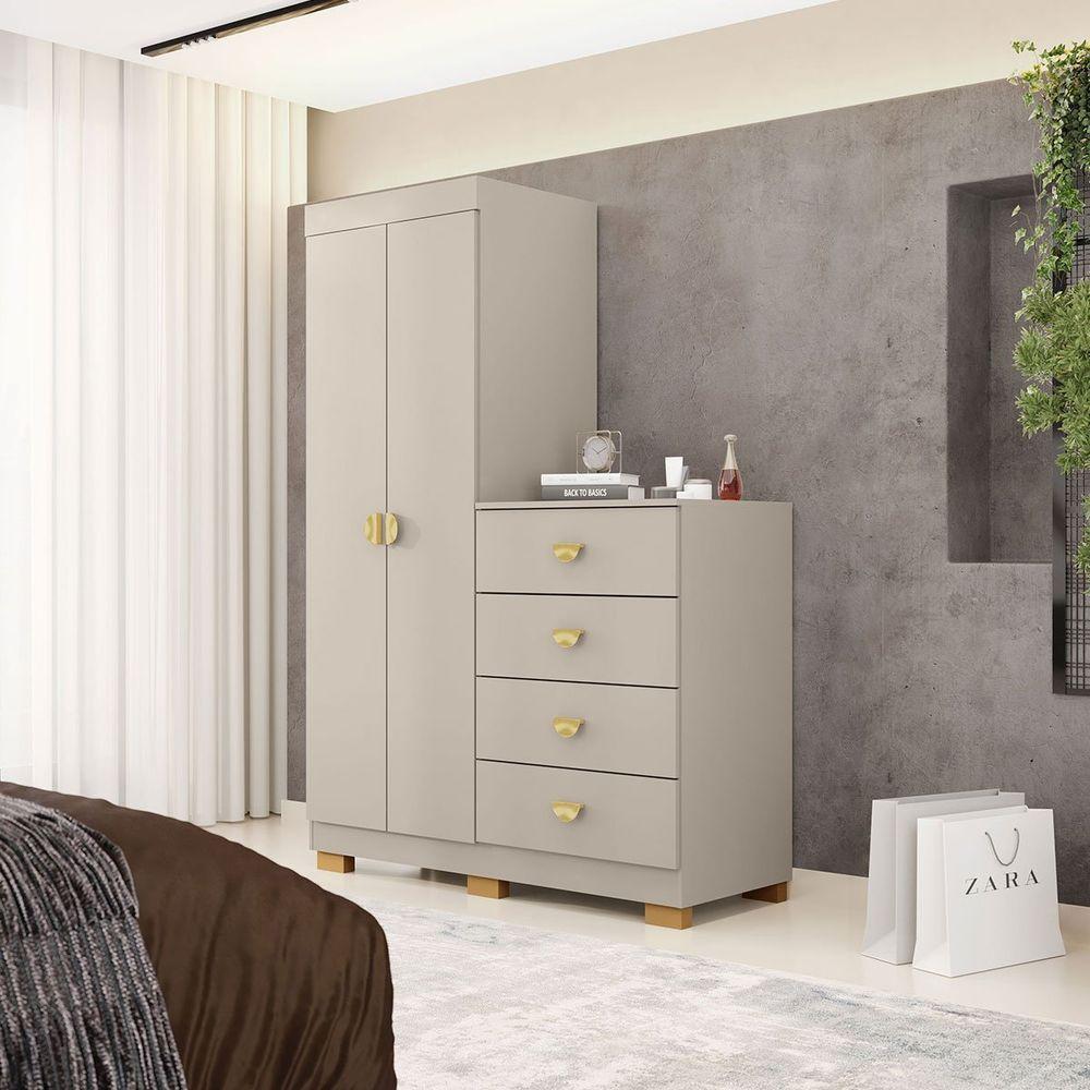 Cômoda Guarda-roupa Com 4 Gavetas E 5 Prateleiras Cristine Fendi - 4