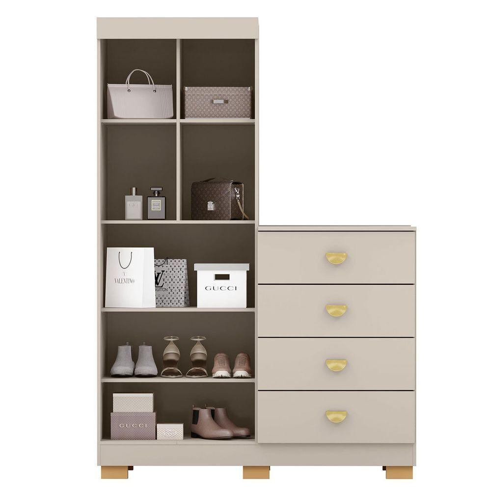 Cômoda Guarda-roupa Com 4 Gavetas E 5 Prateleiras Cristine Fendi - 5