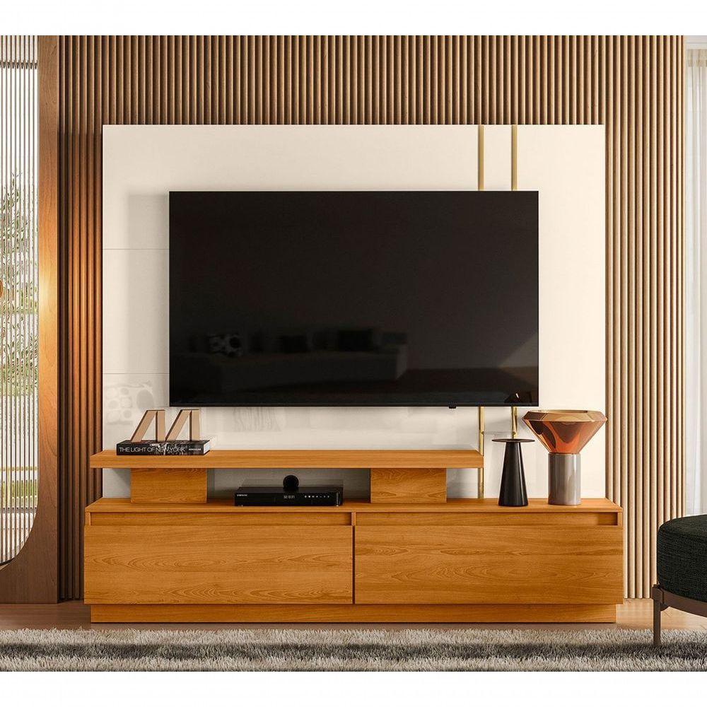 Home Theater Para Tv 75 Polegadas Com 2 Gavetas New ártemis Cinamomo Off White - 4