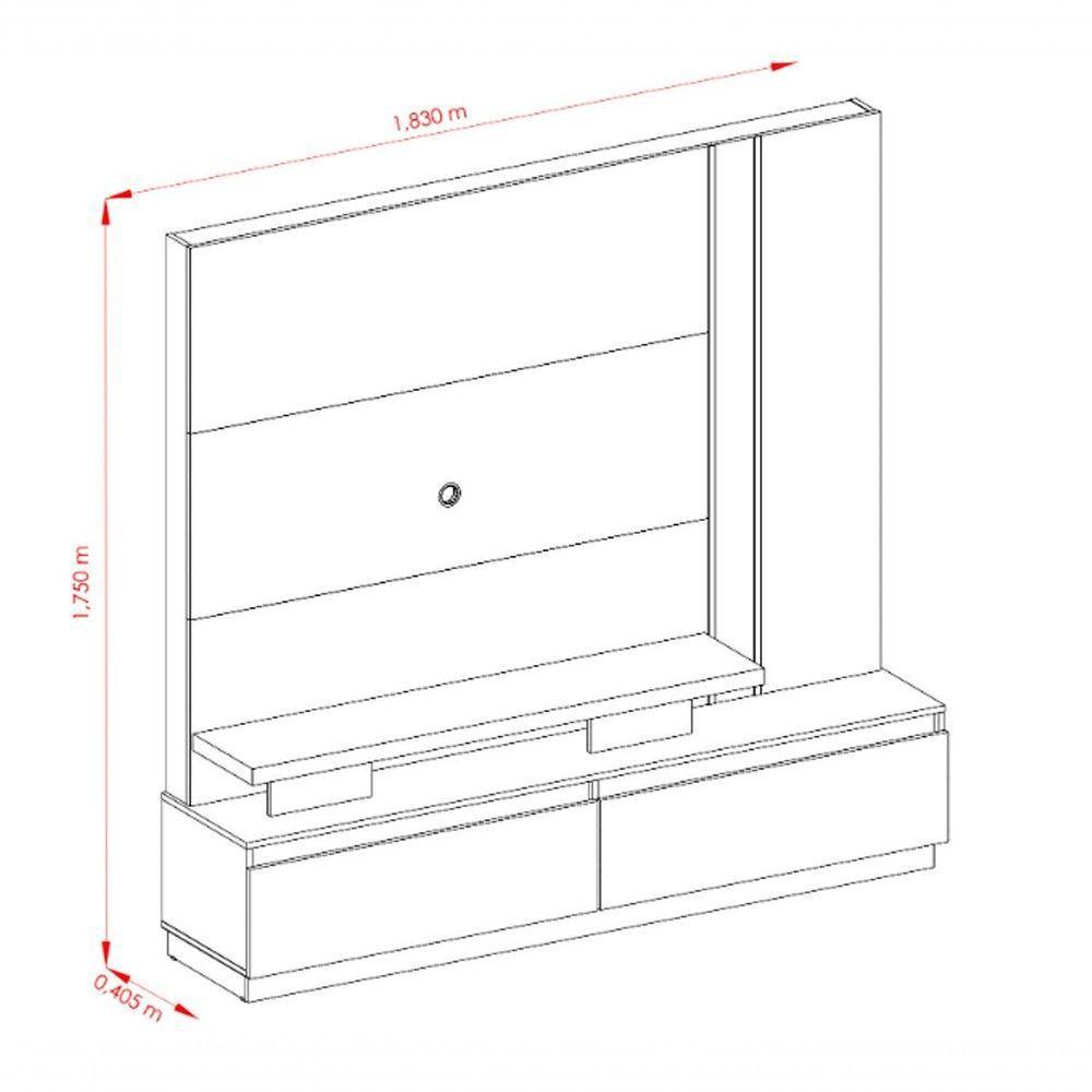 Home Theater Para Tv 75 Polegadas Com 2 Gavetas New ártemis Cinamomo Off White - 5