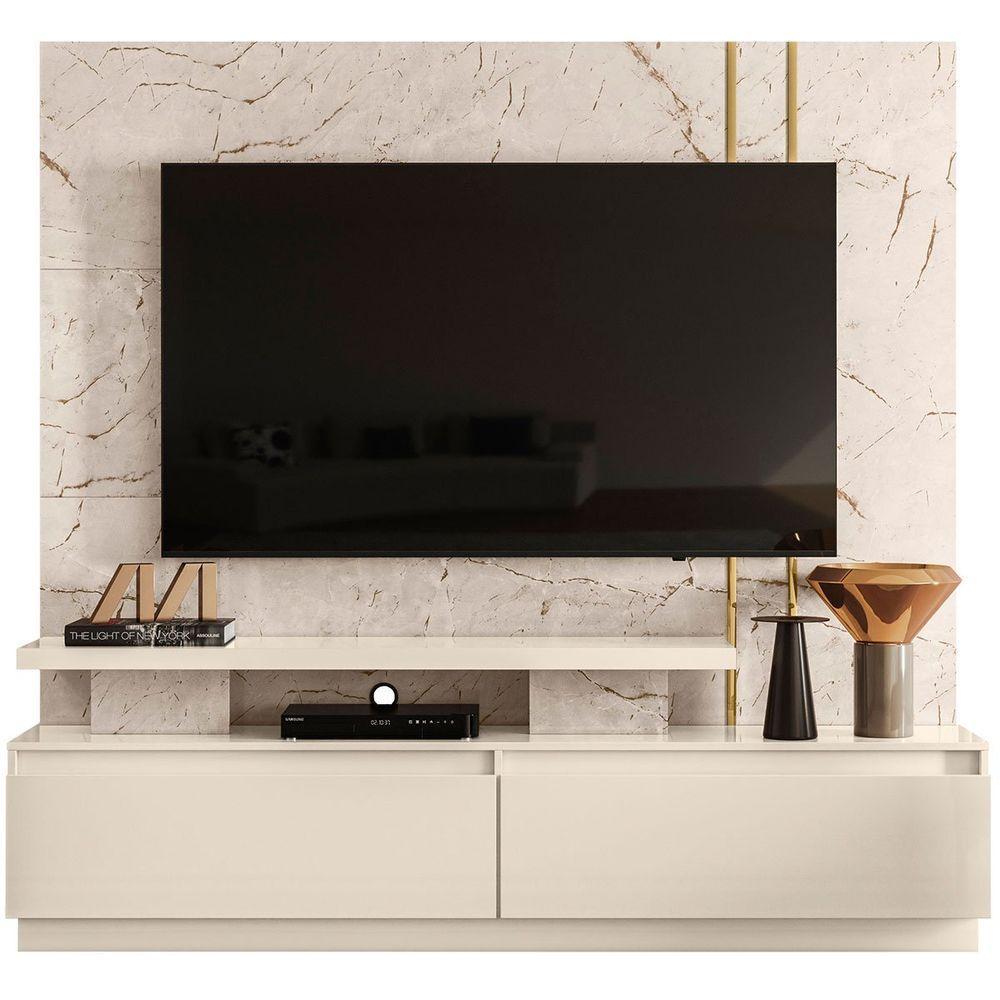 Home Theater Para Tv 75 Polegadas Com 2 Gavetas New ártemis Calacata Off White - 1