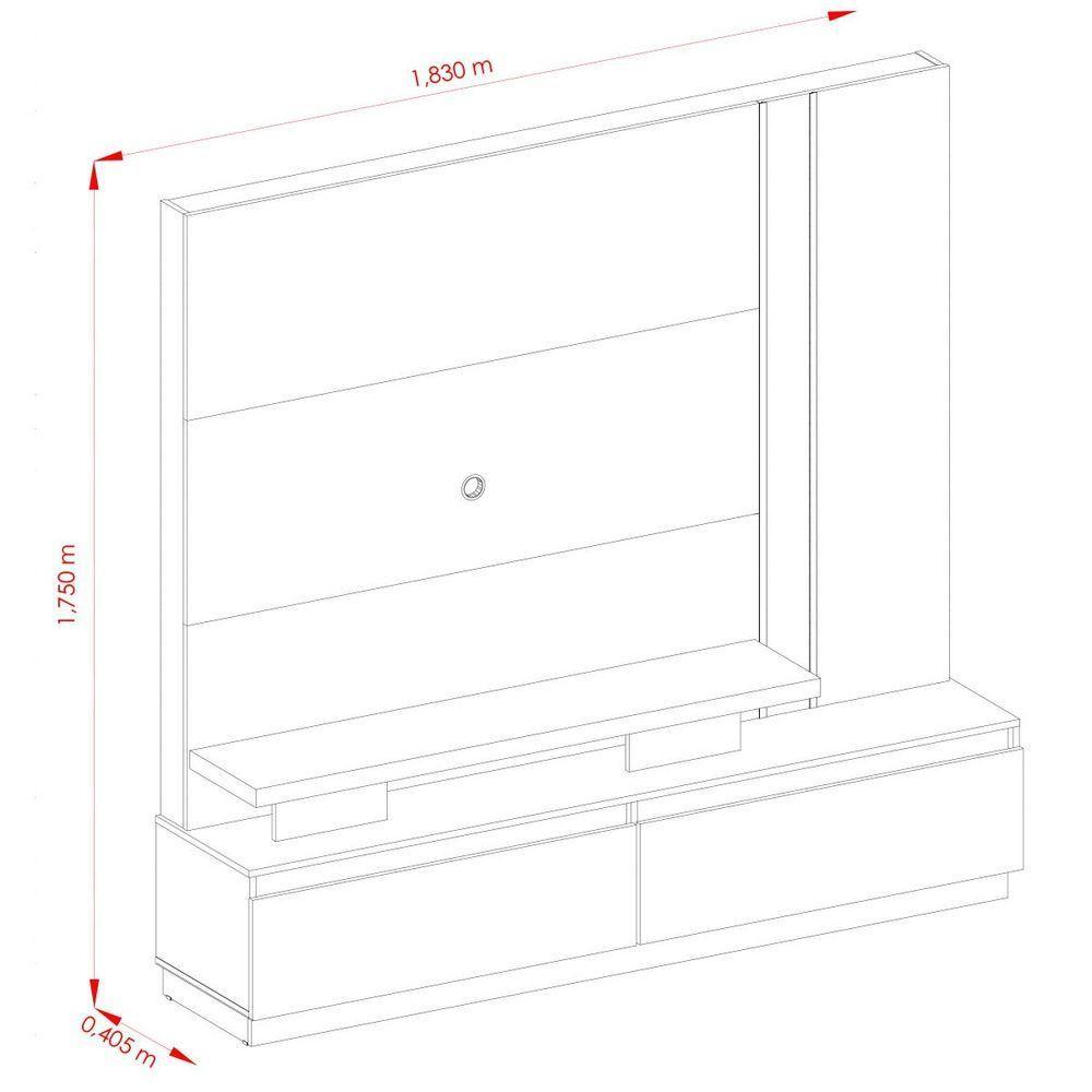 Home Theater Para Tv 75 Polegadas Com 2 Gavetas New ártemis Calacata Off White - 4