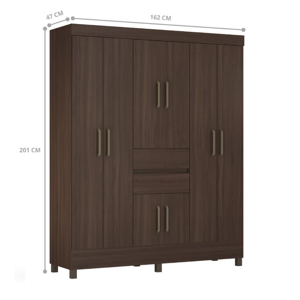 Jogo Guarda Roupa 8 Portas E Cabeceira Houen Cafe Touch - 4