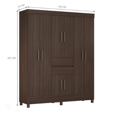 Jogo Guarda Roupa Casal e Cabeceira Houen 8 Portas 3 Gavetas Café Touch MDP