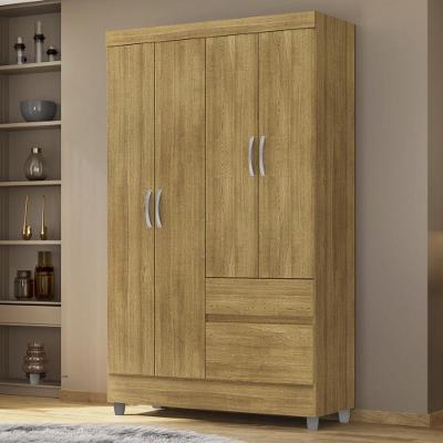 Guarda Roupa Solteiro Exemplar Plus 4 Portas de Giro 2 Gavetas Nature MDP