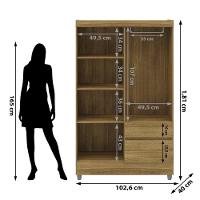 Guarda Roupa Solteiro 4 Portas 2 Gavetas Exemplar Plus - Nature Nature