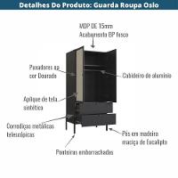 Guarda Roupa 2 Portas Oslo Artesano 80 Cm (larg) Mdp Nero Palha Sintética Bege Pé Madeira Maciça - 2