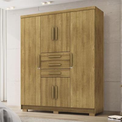Guarda Roupa Solteiro Taurus 6 Portas de Giro 3 Gavetas Imbuia-Champanhe MDP