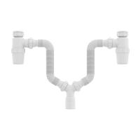 Sifão Duplo Sanfonado Extensível Censi Com Copo Horizontal Branco - 1