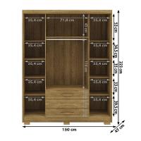 Guarda Roupa Solteiro 4 Portas 3 Gavetas Espanha - Nature-brisa Nature-brisa - 2