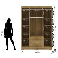 Guarda Roupa Solteiro 4 Portas 3 Gavetas Espanha - Nature-brisa Nature-brisa