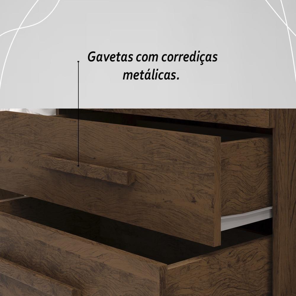 Guarda Roupa Solteiro 6 Portas 3 Gavetas Taurus - Imbuia Rústico Imbuia Rústico - 6