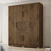 Guarda Roupa Solteiro 6 Portas 3 Gavetas Taurus - Imbuia Rústico Imbuia Rústico - 1