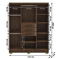 Guarda Roupa Solteiro 6 Portas 3 Gavetas Taurus - Imbuia Rústico Imbuia Rústico - 2