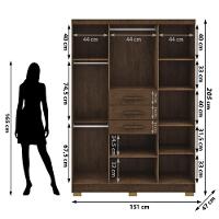 Guarda Roupa Solteiro 6 Portas 3 Gavetas Taurus - Imbuia Rústico Imbuia Rústico