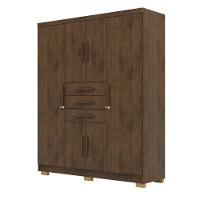 Guarda Roupa Solteiro 6 Portas 3 Gavetas Taurus - Imbuia Rústico Imbuia Rústico - 10