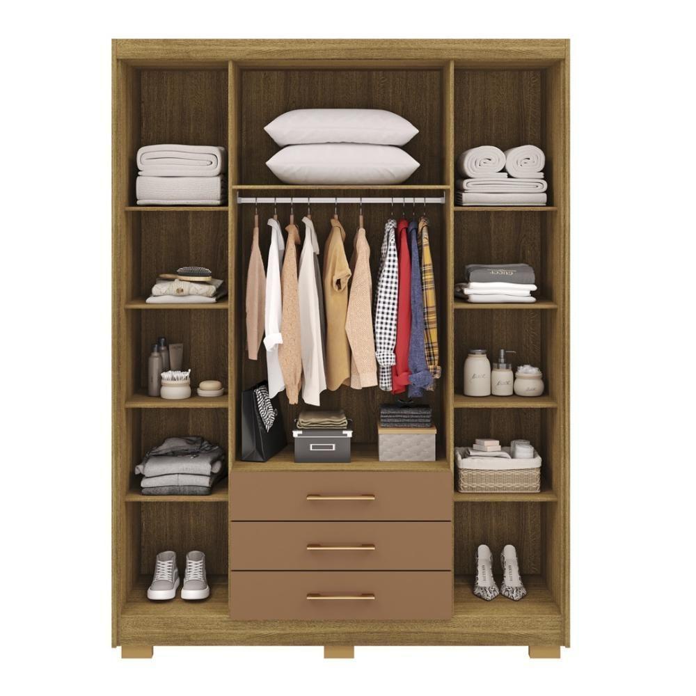 Guarda Roupa Solteiro 4 Portas 3 Gavetas Espanha - Nature-camarim Nature-camarim - 4