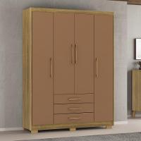 Guarda Roupa Solteiro 4 Portas 3 Gavetas Espanha - Nature-camarim Nature-camarim - 1