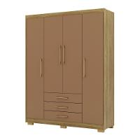 Guarda Roupa Solteiro 4 Portas 3 Gavetas Espanha - Nature-camarim Nature-camarim - 2