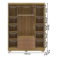 Guarda Roupa Solteiro 4 Portas 3 Gavetas Espanha - Nature-camarim Nature-camarim - 3