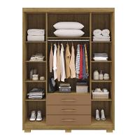 Guarda Roupa Solteiro 4 Portas 3 Gavetas Espanha - Nature-camarim Nature-camarim