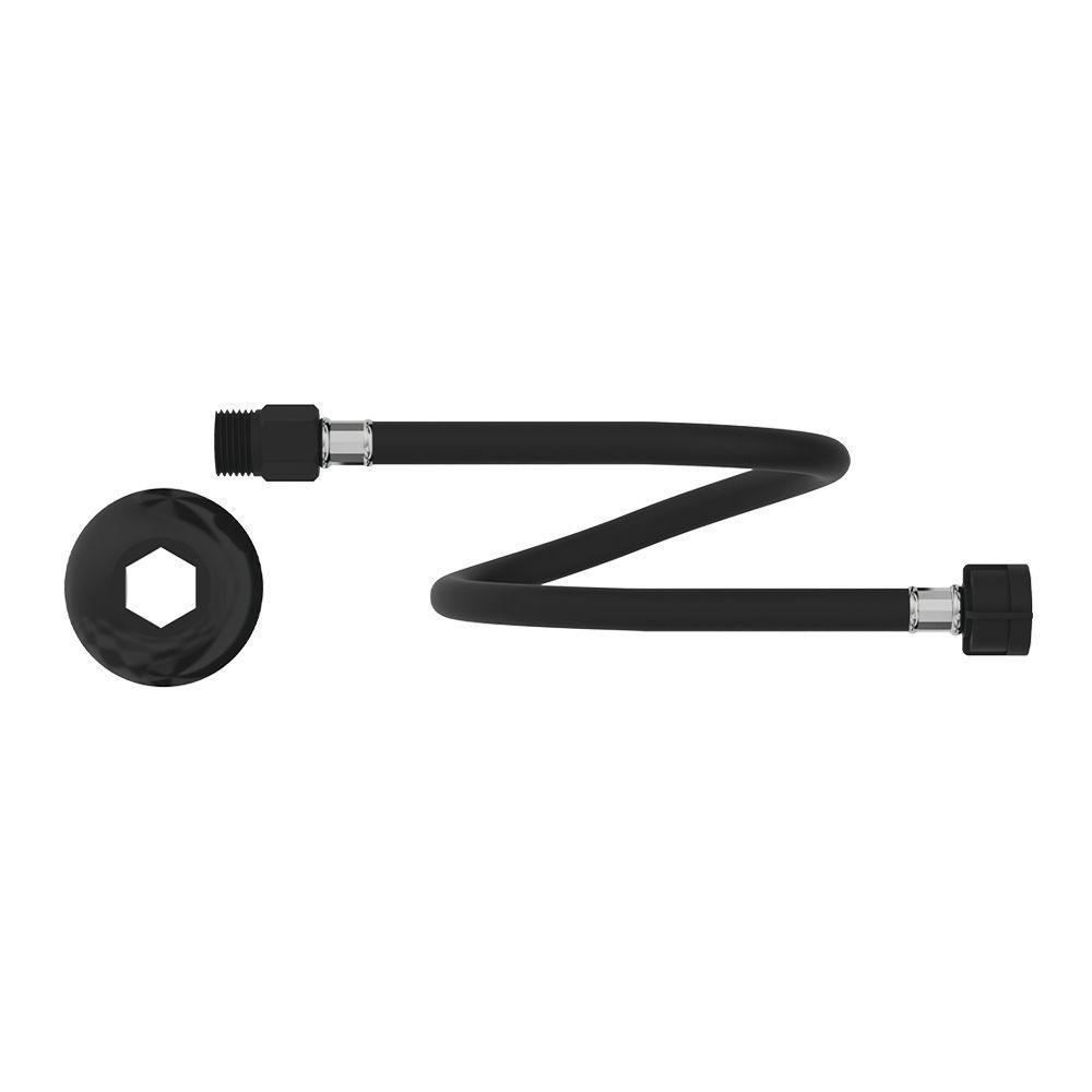 Engate Flexível De Pvc Censi Com 60cm Preto Fosco - 1