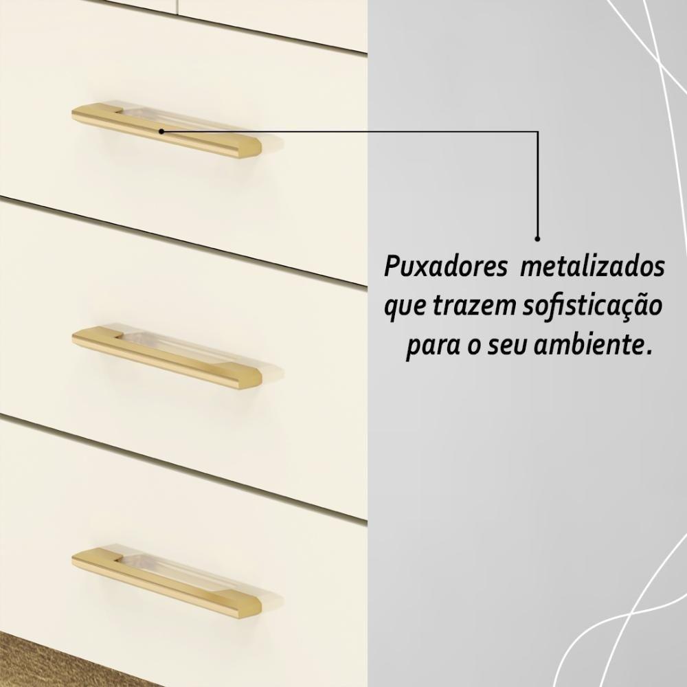 Guarda Roupa Solteiro 4 Portas 3 Gavetas Espanha - Nature-champanhe Nature-champanhe - 7