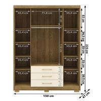 Guarda Roupa Solteiro 4 Portas 3 Gavetas Espanha - Nature-champanhe Nature-champanhe - 2