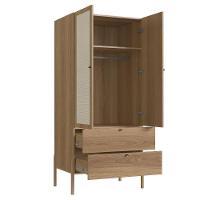 Guarda Roupa 2 Portas Oslo Artesano 80 Cm (larg) Mdp Hanover Palha Sintética Bege Pé Madeira Maciça - 2