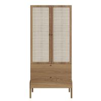 Guarda Roupa 2 Portas Oslo Artesano 80 Cm (larg) Mdp Hanover Palha Sintética Bege Pé Madeira Maciça - 3