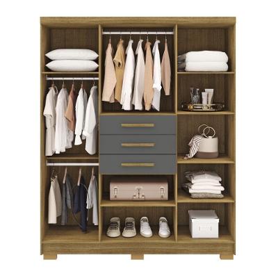 Guarda Roupa Solteiro Taurus 6 Portas de Giro 3 Gavetas Imbuia-Champanhe MDP