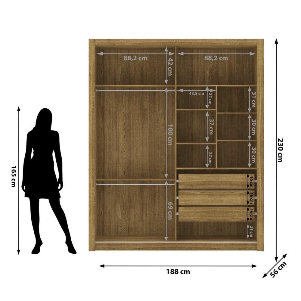 Guarda Roupa Casal 2 Portas 3 Gavetas Istambul - Nature-alasca-camarim Nature-alasca-camarim - 10