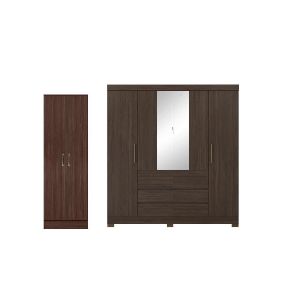 Jogo Guarda Roupa 4 Portas E Sapateira Alice Cafe Touch - 1