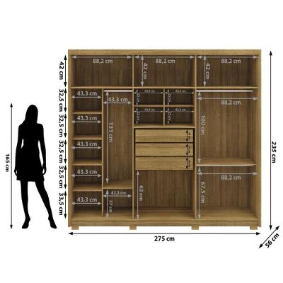 Guarda Roupa Casal Dubai Majestic 6 Portas de Giro 3 Gavetas Nature-fendi MDF