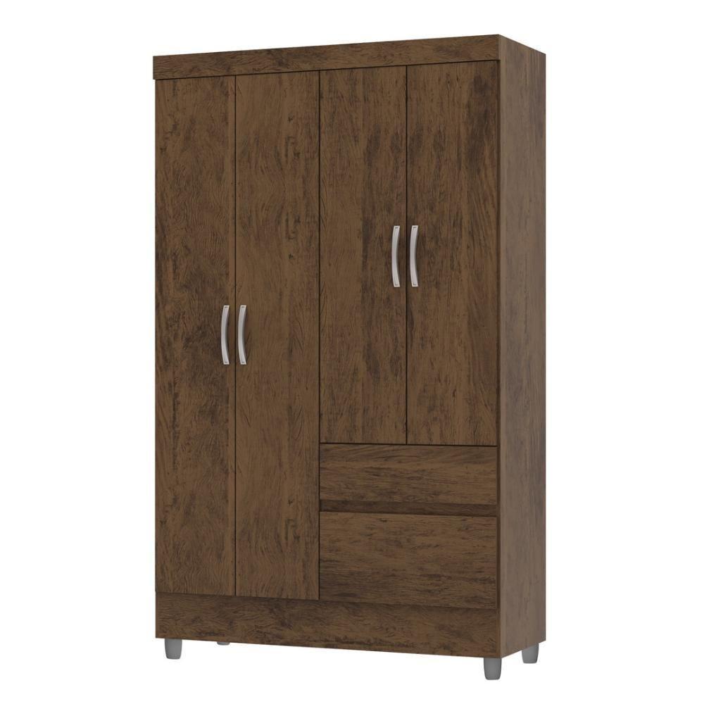 Guarda Roupa Solteiro 4 Portas 2 Gavetas Exemplar Plus - Imbuia Rústico Imbuia Rústico - 9