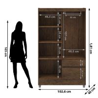 Guarda Roupa Solteiro 4 Portas 2 Gavetas Exemplar Plus - Imbuia Rústico Imbuia Rústico