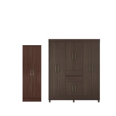 Conjunto Guarda Roupa Casal e Sapateira Bruxelas 8 Portas 2 Gavetas Cafe Touch MDP