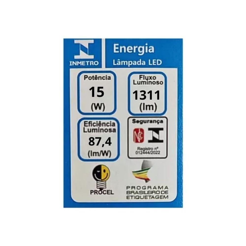 Lâmpada Led A60 Blumenau - 15w - 6500k Luz Branco Frio - 3