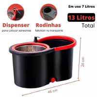 Mop Balde Esfregão Giratório Pró 1 Refil Com Roda E Alça - 3