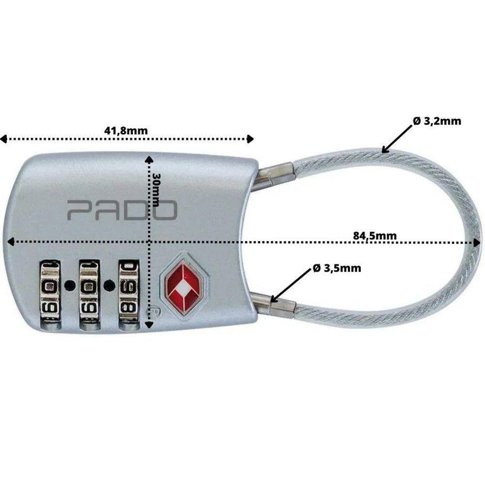 Cadeado Para Mala Com Segredo Haste Flexível Pado Prata - 4