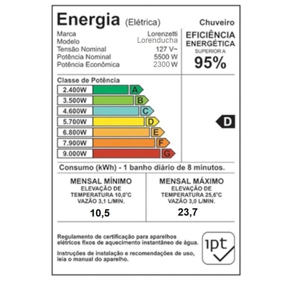 Chuveiro Lorenducha Multitemperaturas Lorenzetti 127v~5500w - 4