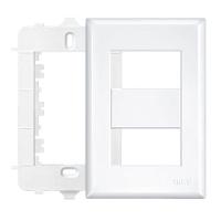 Conjunto Fame Habitat Black - Placa Com Suporte 2 Módulos Distanciados Horizontais 4x2 - 1