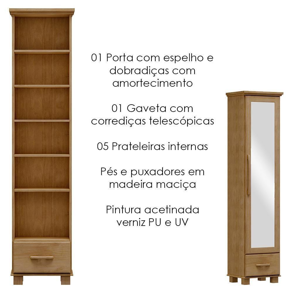 Sapateira 1 Porta Espelho Madeira Maciça 194x47 Cm 2255 Freijo Milani Store - 4