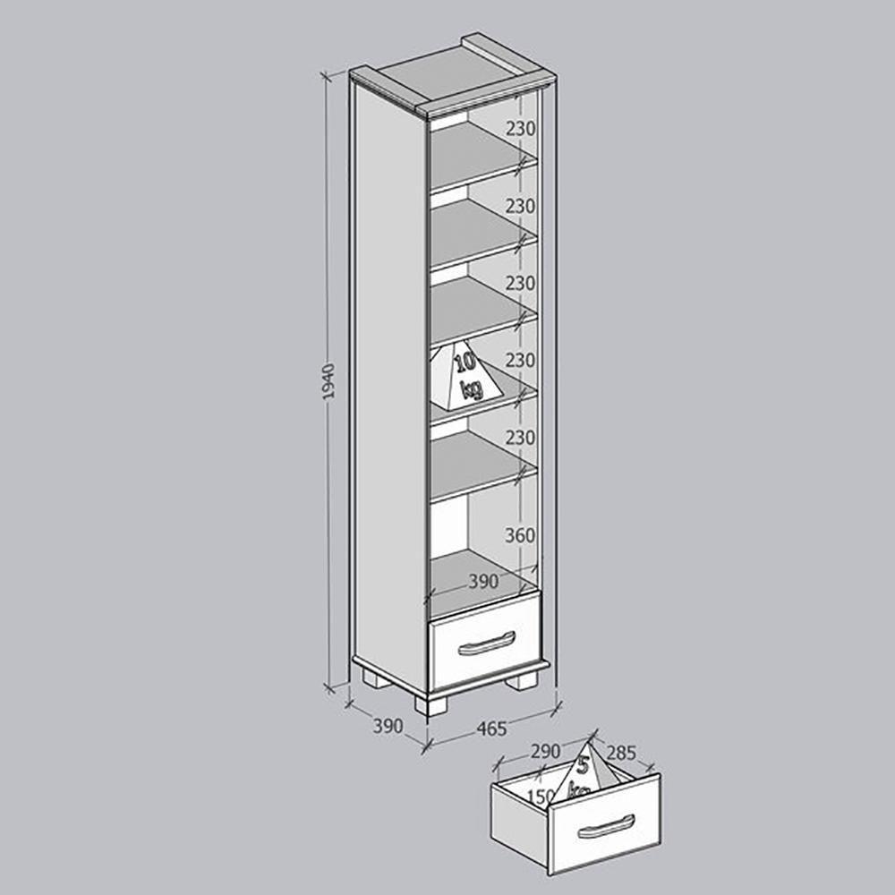 Sapateira 1 Porta Espelho Madeira Maciça 194x47 Cm 2255 Freijo Milani Store - 5