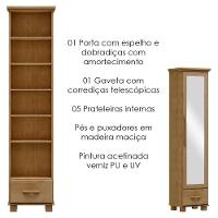 Sapateira 1 Porta Espelho Madeira Maciça 194x47 Cm 2255 Freijo Milani Store